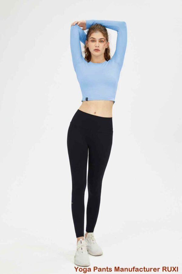 Beige højtaljede yogabukser til kvinder Ruxi dk364